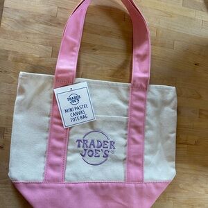 Trader Joe’s Pink and Cream Canvas mini Tote Bag